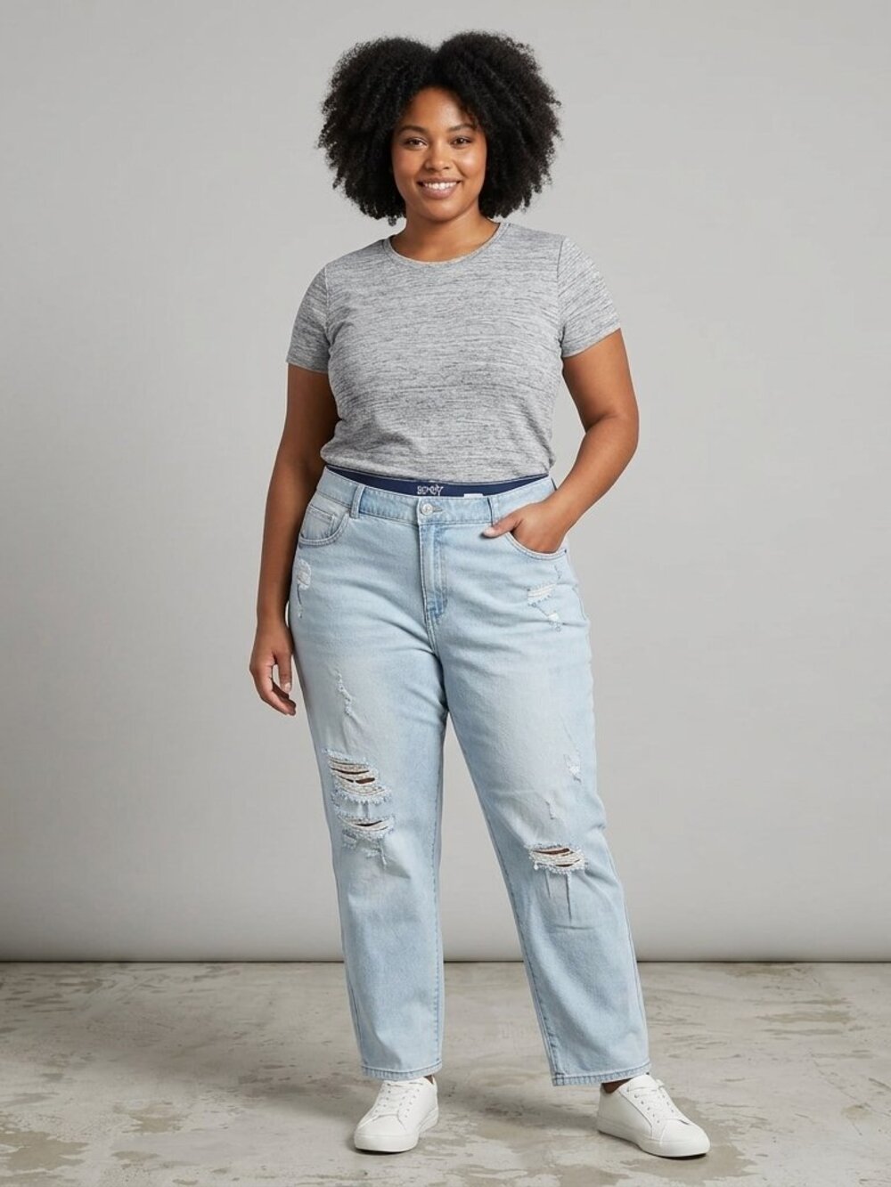 PLUS SIZE 20W LIGHT WASH BOYFRIEND JEANS CASUAL RELAXED FIT VINTAGE 90S STYLE